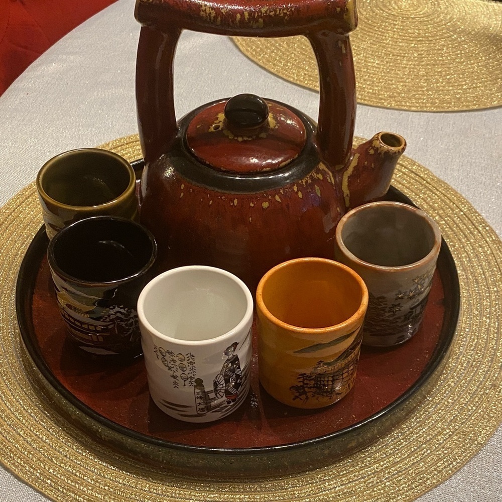 Pier 1 Earthenware Shanghai Tea Set